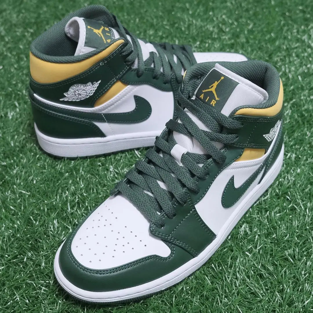 Original Air Jordan 1 Mid "Sonics" For Women's and Men's Unisex Trend Retro Mid-Top Retro Classic Basketball Shoes 554724-371