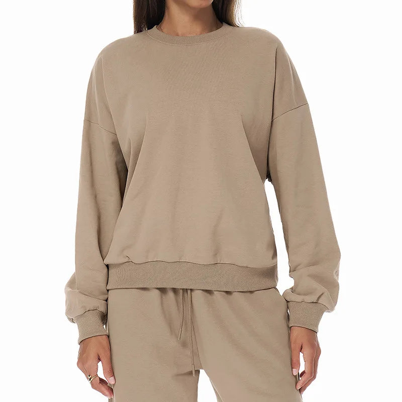 Autumn Winter New Sports Hoodie Loose Casual Round Neck Long Sleeved Fitness Top Fashion Running Versatile Pullover for Women