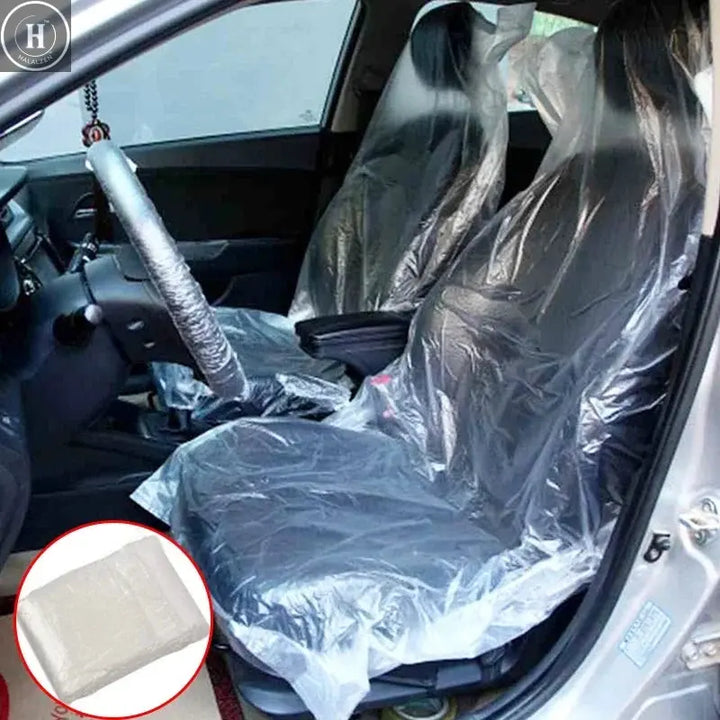 50/100 Pcs Car Disposable Seat Plastic Seat Cover Anti-fouling Waterproof Dustproof Seat Cushion Cover Auto Interior Supplies HALALZEN