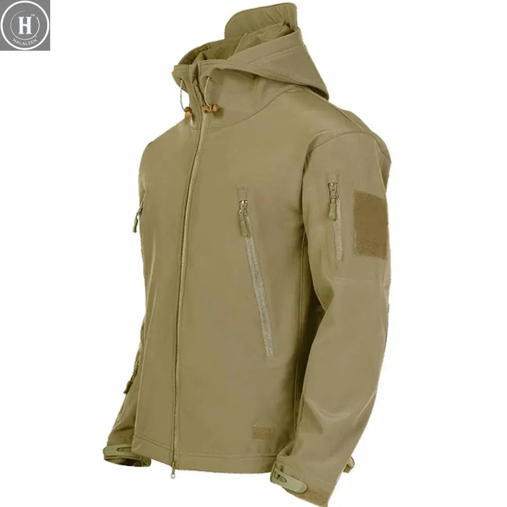 Military Shark Skin Soft Shell Jackets Men Tactical Windproof Waterproof jacket men Army Combat Jackets Mens Hooded Bomber Coats HALALZEN