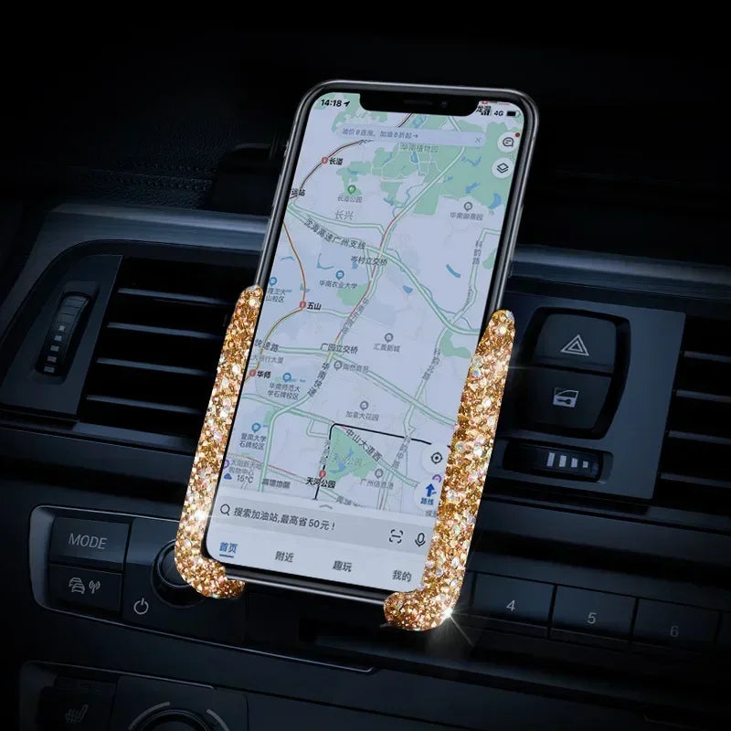 Crystal Car Phone Holder Car Air Vent Mount Clip Mobile Phone Holder Woman Diamond Auto Phone Bracket Interior Accessories Amagi
