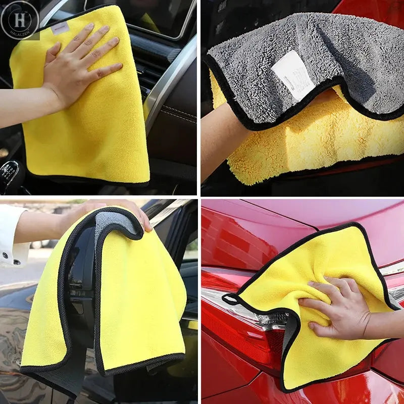 SEAMETAL Microfiber Car Wash Towel Ultra-Soft Scratch-Free Car Cleaning Towel Double-Side 400GSM Drying Cloth High Absorbency HALALZEN