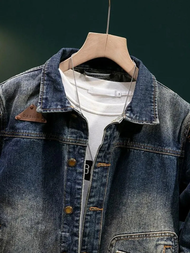 New Fashion Mens Retro Blue Denim Jacket Single Breasted Jackets Coat Autumn Casual Designer Mens Locomotive Cowboy Outerwear