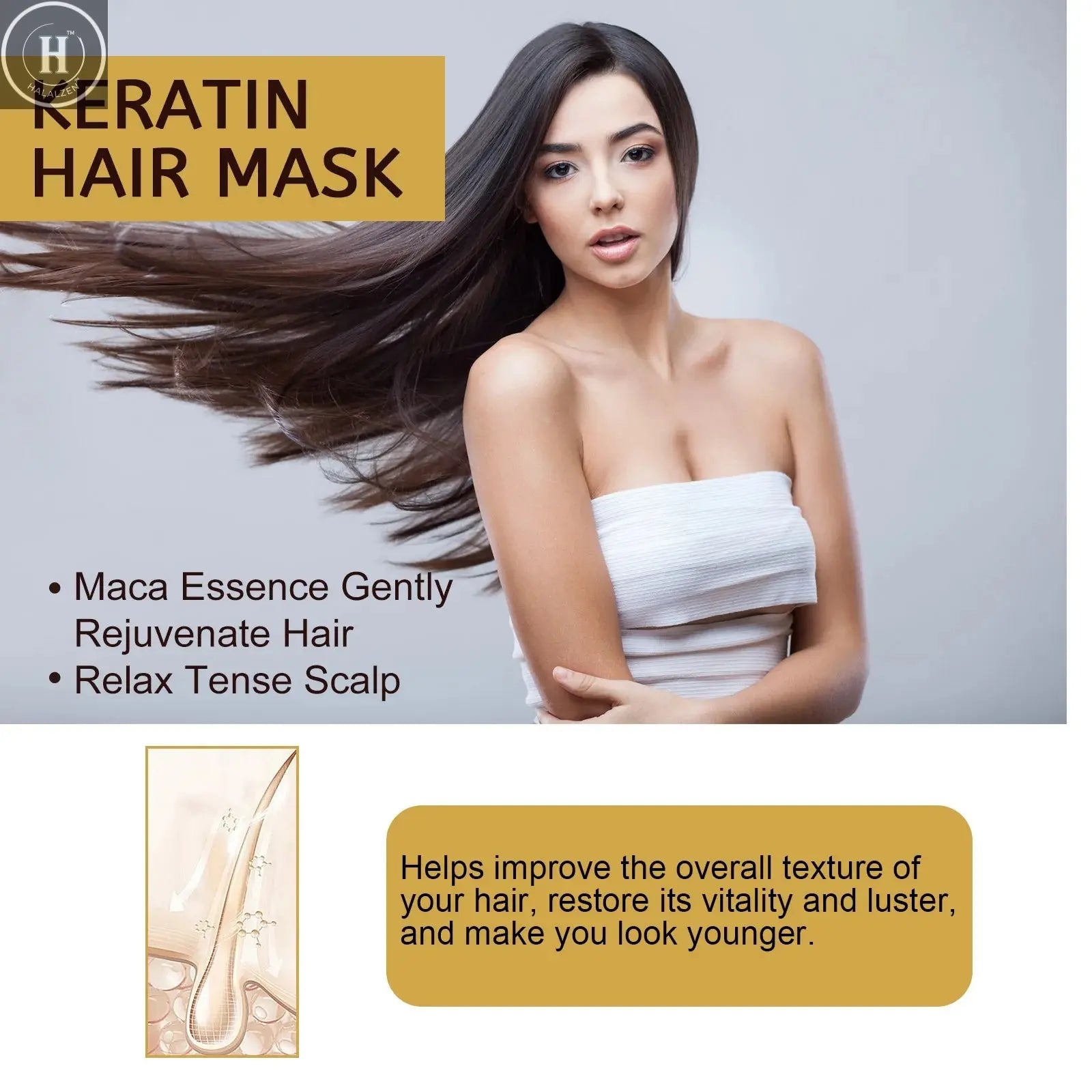 Magical Hair Mask Softens Frizz Repairs Damage Fine Hair Anti-loss Smooth Shiny Hair Collagen Deep Moisturizing Hairs Care 100g HALALZEN
