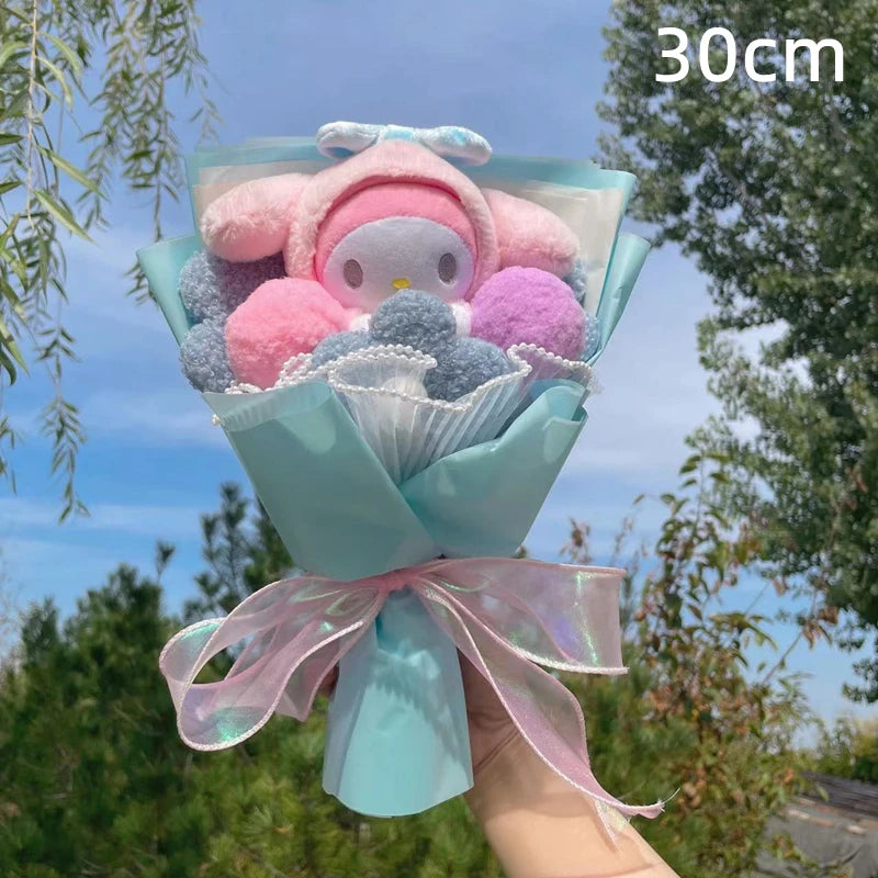 Kawaii Hello Kitty Cat Dolls With Artificial Flowers Creative Sanrio Bouquet Christmas Valentine Birthday Graduation Gifts