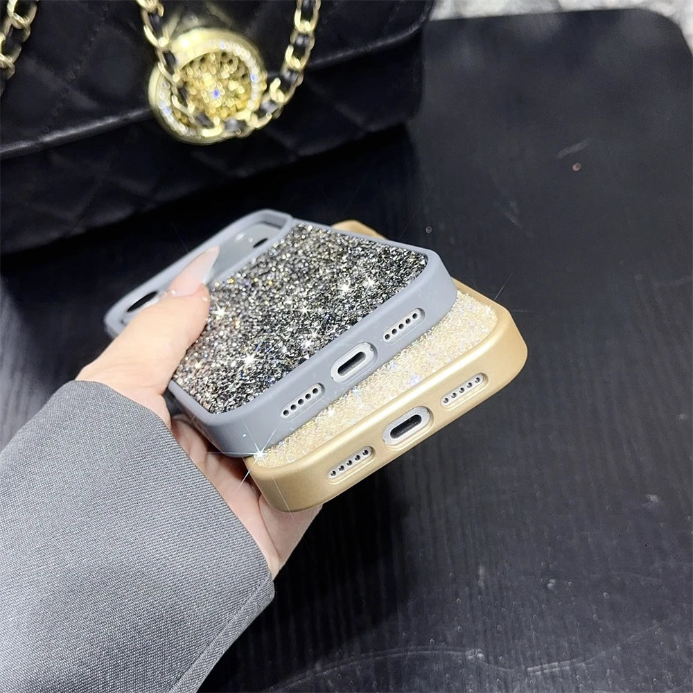 Luxury Glitter Diamond Phone Case For iPhone 17 16 15 14 13 12 11 Pro Max Plus Shiny Rhinestone Shockproof Anti-fall Back Cover
