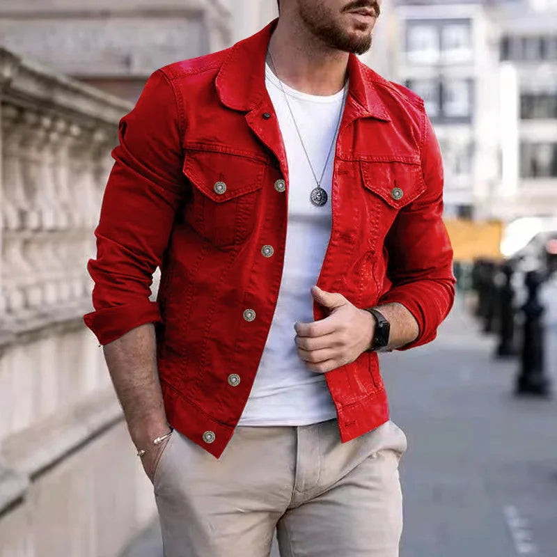 2025 New Men's Fashion Casual Jacket Washed Denim Top Autumn Loose Large Size Denim Jacket Men Jacket