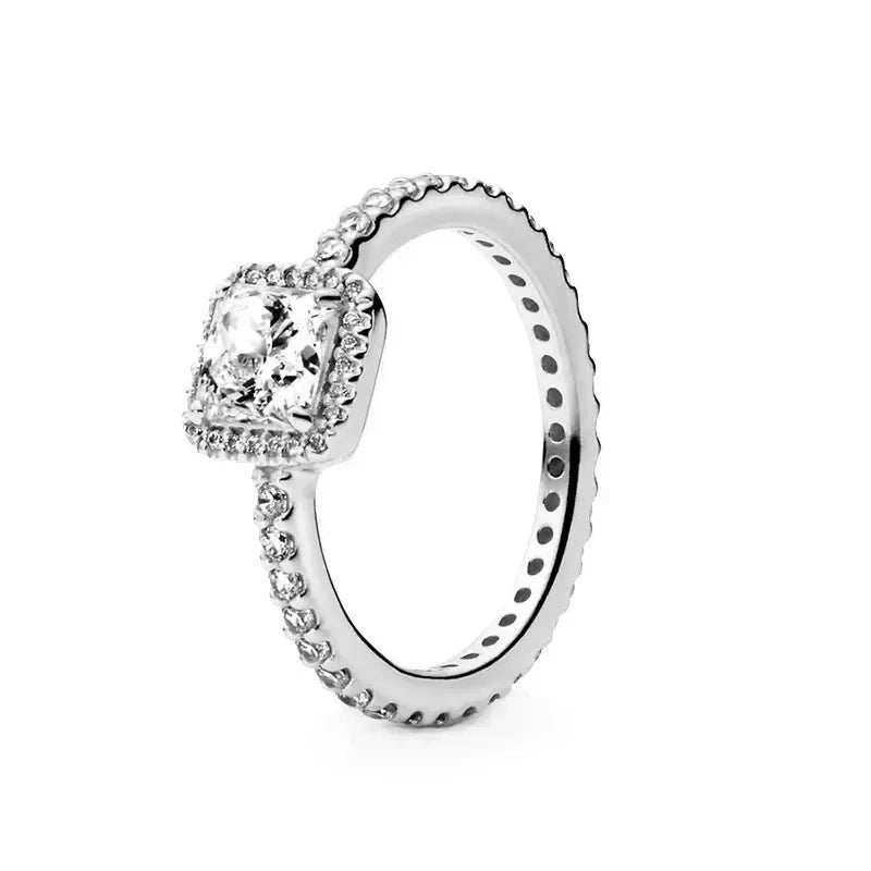 Hot Selling 925 Sterling Silver Classic Square Heart-shaped Crown Ring Exquisite Women's Jewelry Anniversary Surprise Gifts