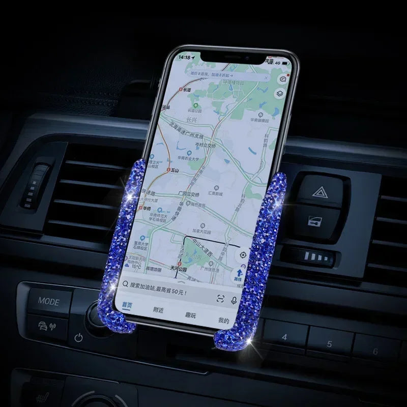Crystal Car Phone Holder Car Air Vent Mount Clip Mobile Phone Holder Woman Diamond Auto Phone Bracket Interior Accessories Amagi