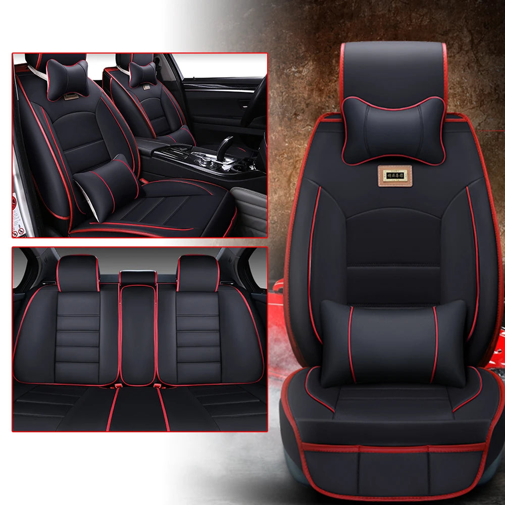 SUV Front And Rear Car Seat PU Leather 5-Seats Cover Cushion Full Set Universal