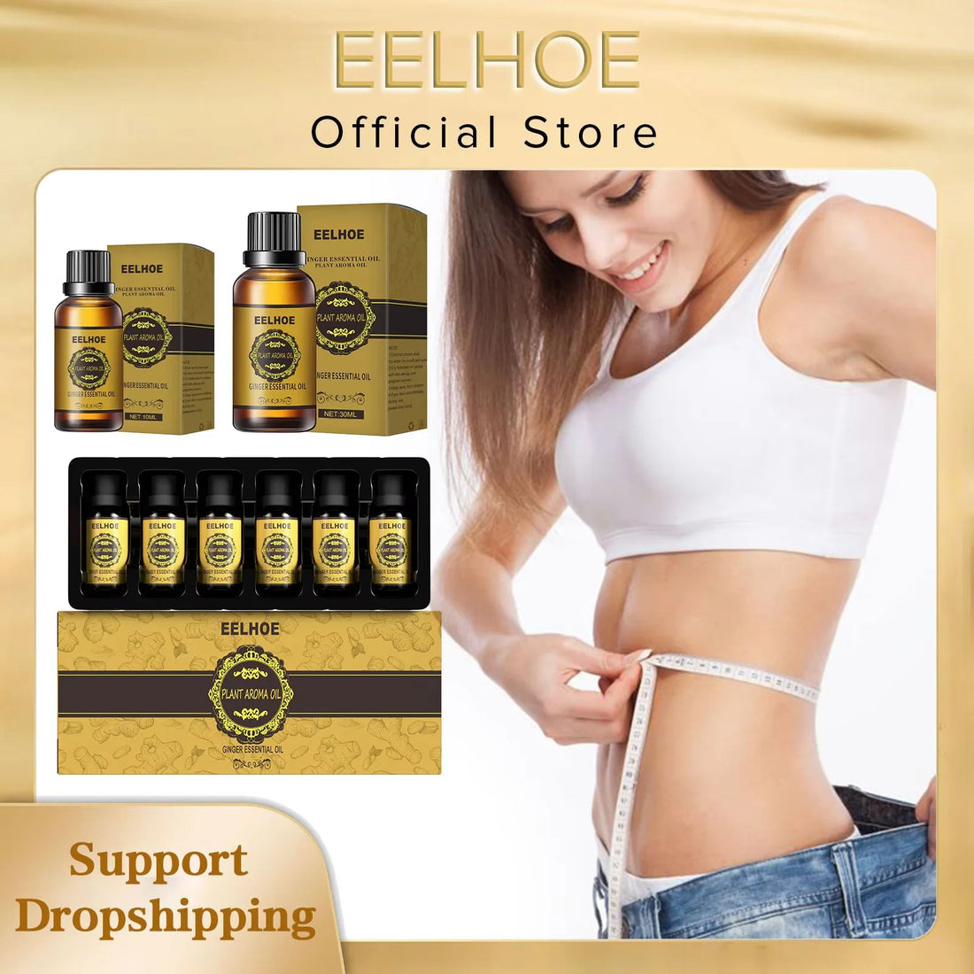 EELHOE Slimming Essential Oil Natural Ginger Oil Lymphatic Drainage Therapy Anti Aging Plant Essential Oils for Slimming Body HALALZEN
