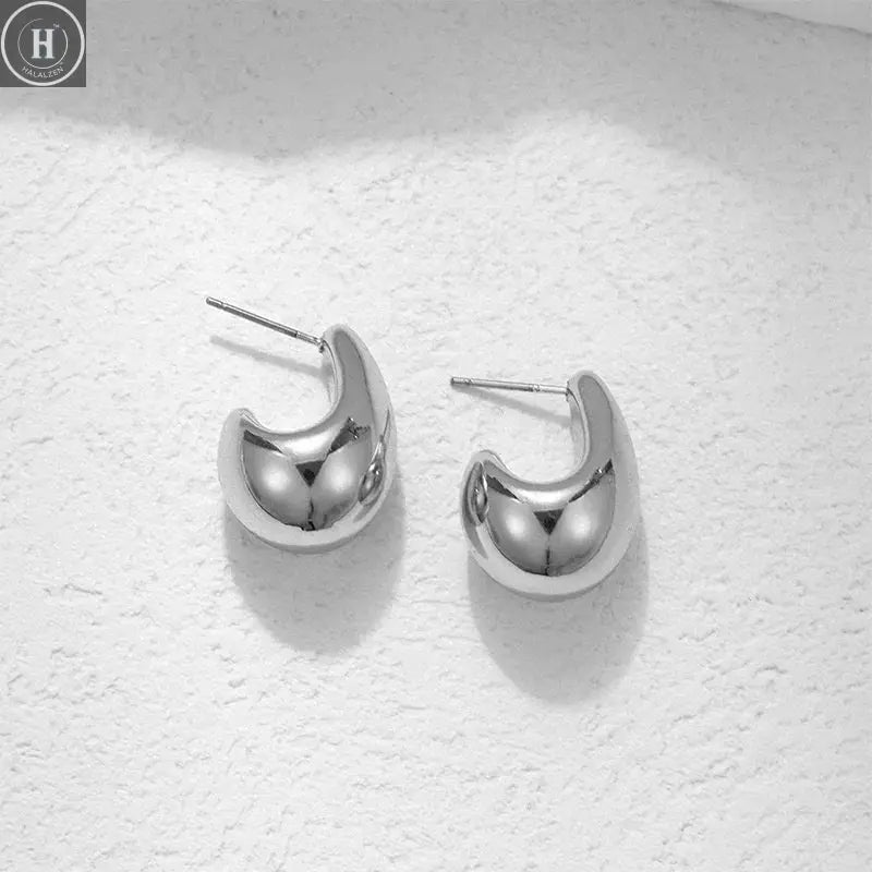 Vintage Chunky Dome Drop Earrings For Women Gold Plated Stainless Steel Thick Teardrop Earring Statement Wedding Jewelry Gifts HALALZEN