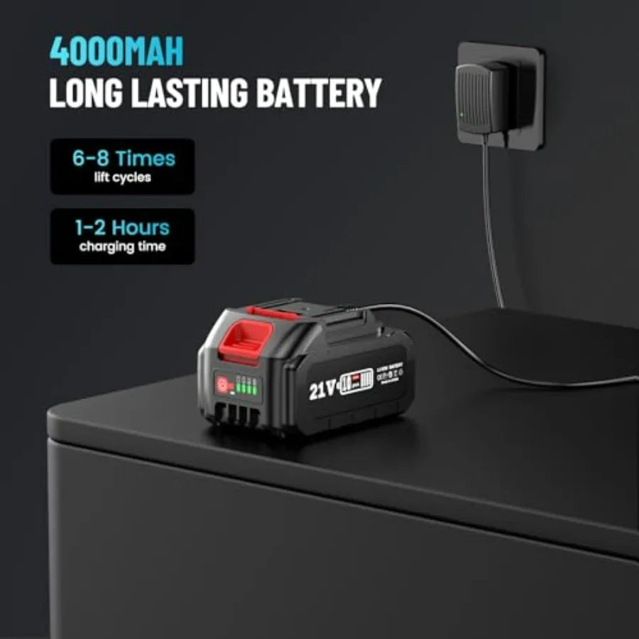 Electric Car Jack Battery-Powered, 5Ton 21V Cordless Car Hydraulic Jack with 4.0Ah Battery & Remote Control, Portable Emergency