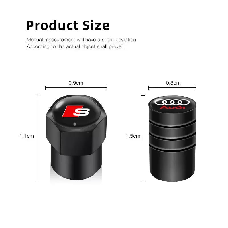 Car Tire Valve caps Emblem metal Cap Case For Audi sline S3 S4 TT Q2 Q3 Q5 Q7 Q8 A3 A4 A5 A6 A7 R8 B5 B6 accessories Car Styling