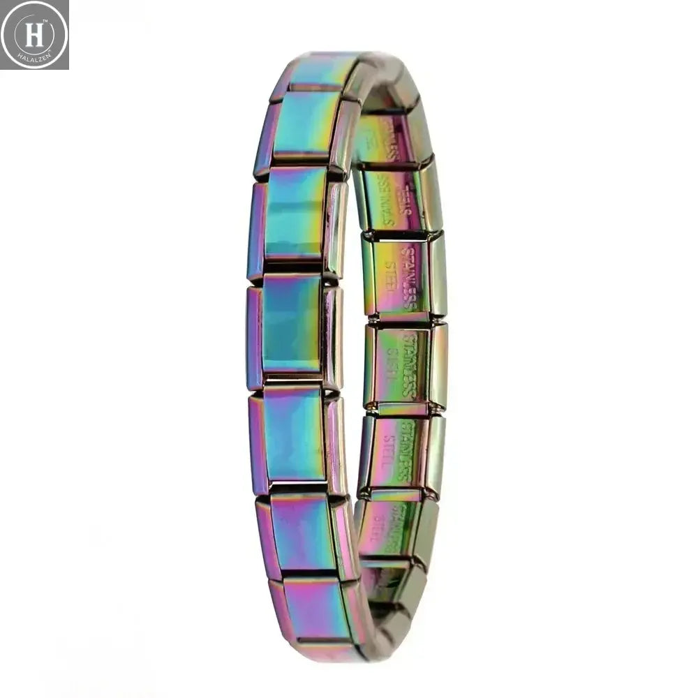 Hapiship New Women's Jewelry 9mm Width Italian Elastic Charm Bracelet Fashion Stainless Steel Bangle ST- HALALZEN