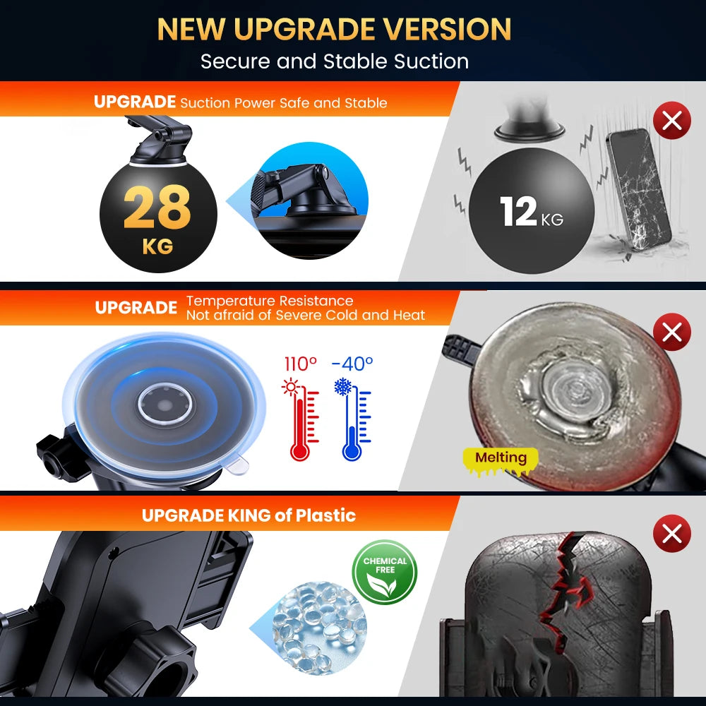 TOPK Car Phone Holder Mount 2-IN-1 Handsfree Stand Phone Holder for Dashboard & Air Vent Compatible with iPhone Samsung Android