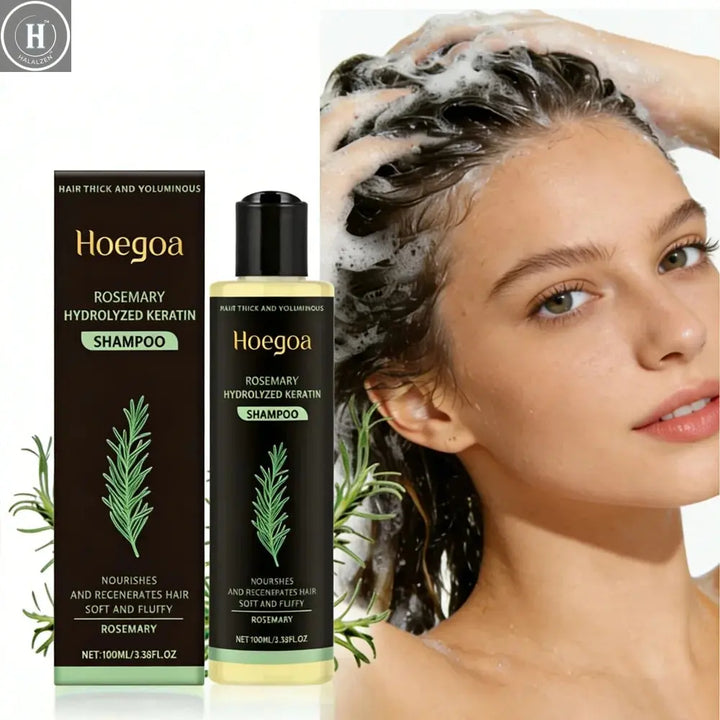 3pcs Rosemary Hair Growth Shampoo Thickening Hydrolyzed Keratin Dry Frizzy Damaged Repair Moisturizing Scalp Cleaning Shampoo HALALZEN