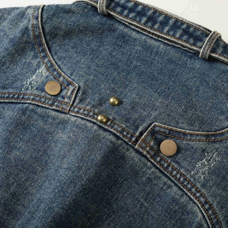 Men Stand Collar Loose Casual Gradient Splice Washed Denim Rivet Punk Rock Motorcycle Jacket Cityboy Plus Size Jeans Coat