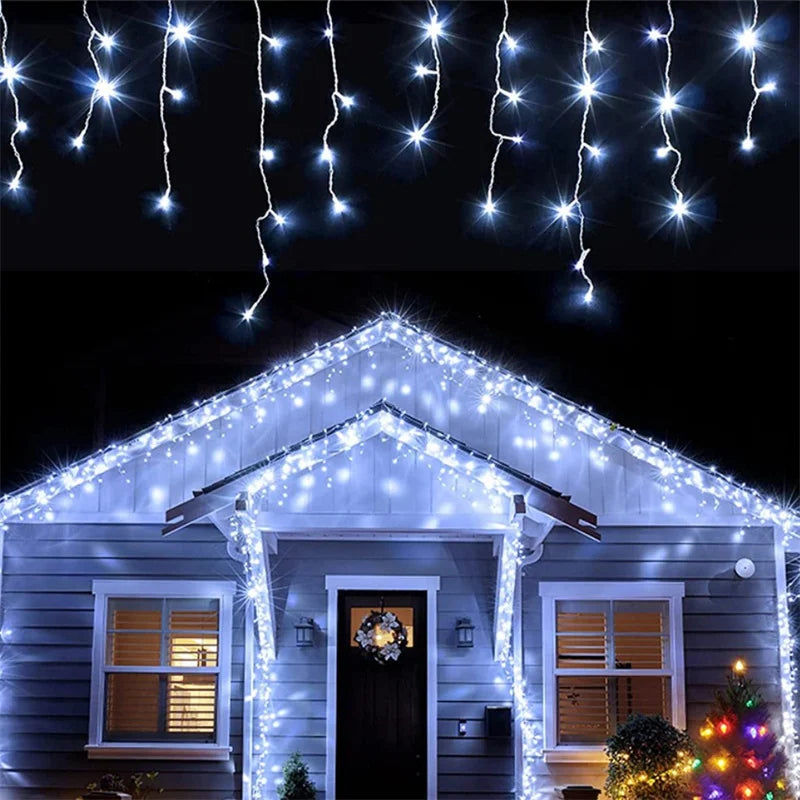 Christmas Lights Waterfall Outdoor Decoration 5M Droop 0.4-0.6m Led Lights Curtain String Lights Party Ggarden Eaves Decoration