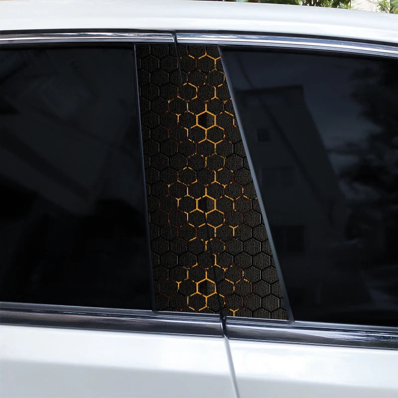 2pcs Polygonal Honeycomb Car Stickers Car Door Pillar Stickers Anti-Scratch Vinyl Stickers Car Center B Pillar DIY Stickers