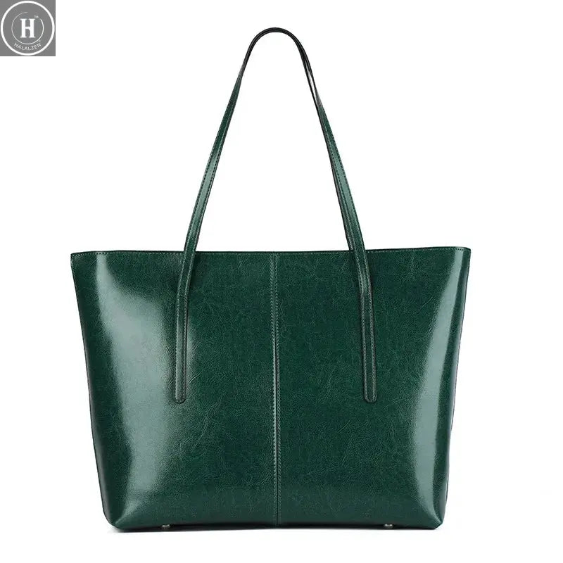 Burminsa Cowhide Genuine Leather Large Tote Bags For Women 2026 Luxury Designer Commuter Shoulder Bags Shopper Ladies Handbags HALALZEN