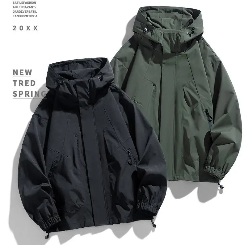 Men Jacket Hooded Windbreaker Trench Coats Oversize 6XL 7XL 8XL Plus Size Waterproof Black Bomber Camping Loose Thin Softshell