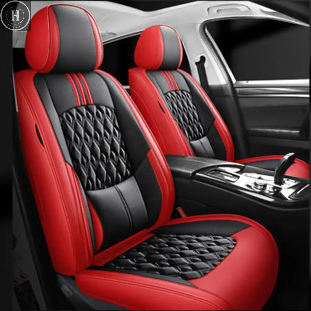 SOGLOTY Four Season Car Seat Cover PU Leather Seat Cushion Universal Breathable Seats Cover Protector Pad Interior Accessories HALALZEN