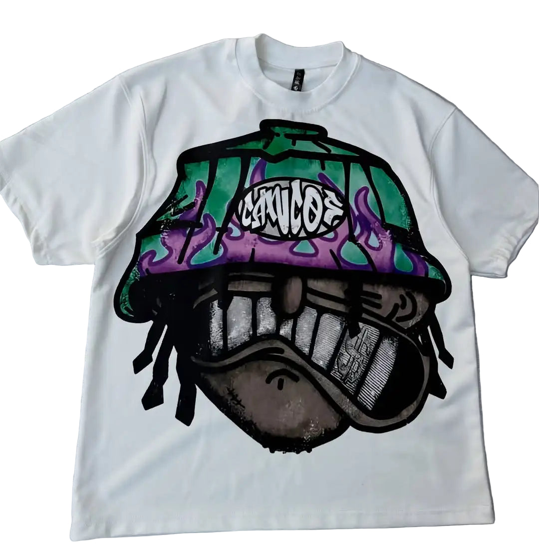 Y2k Harajuku streetwear men and women short sleeved fashion new cartoon print design shirt retro hip-hop trend oversized T-shirt