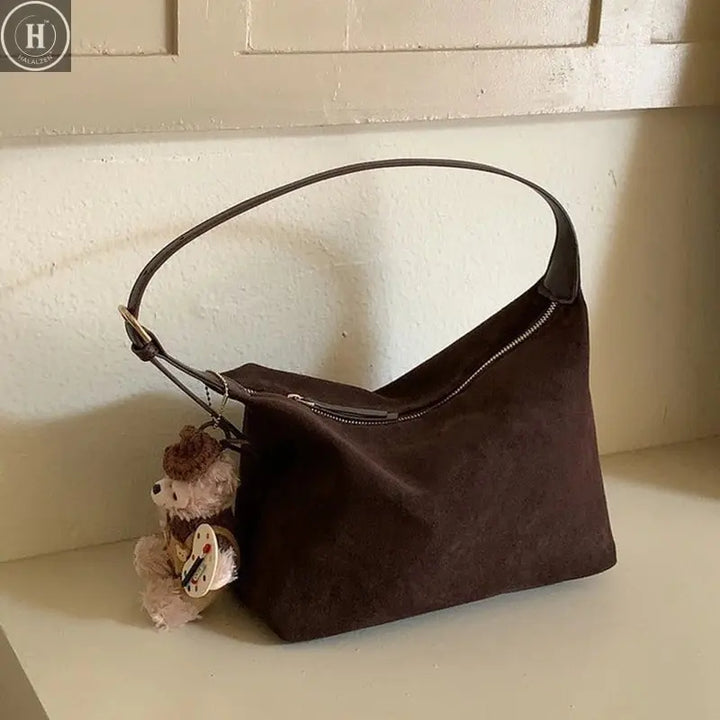 FW New Styles Vintage Women's Bag Chamois Leather Shoulder Bag Simple Commuting Crossbody Bag Hobo Bag For Women Shopping HALALZEN