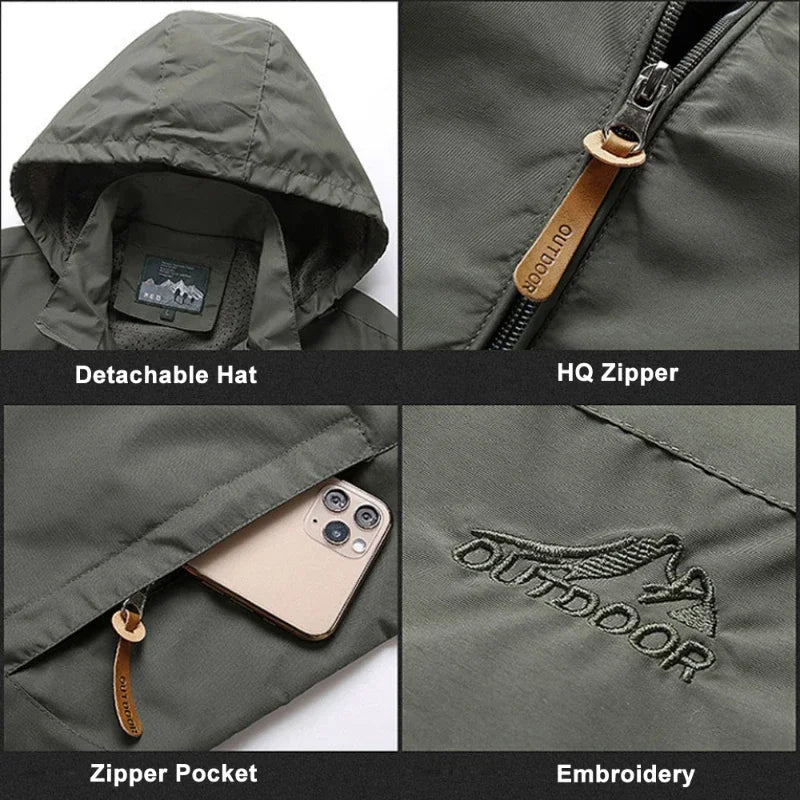 Outdoor Sports Men's Jacket Versatile Loose And Comfortable Top Waterproof And Windproof Work Jacket Hooded Assault Jacket