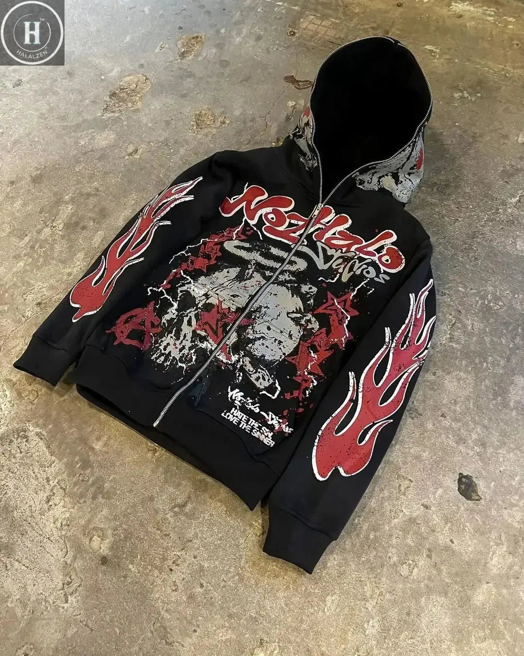 Explosions of New Harajuku Zipper Hooded Sweater Street Men and Women Retro Shirt Sweatshirt Gothic Jacket Hooded Couple Sweater HALALZEN