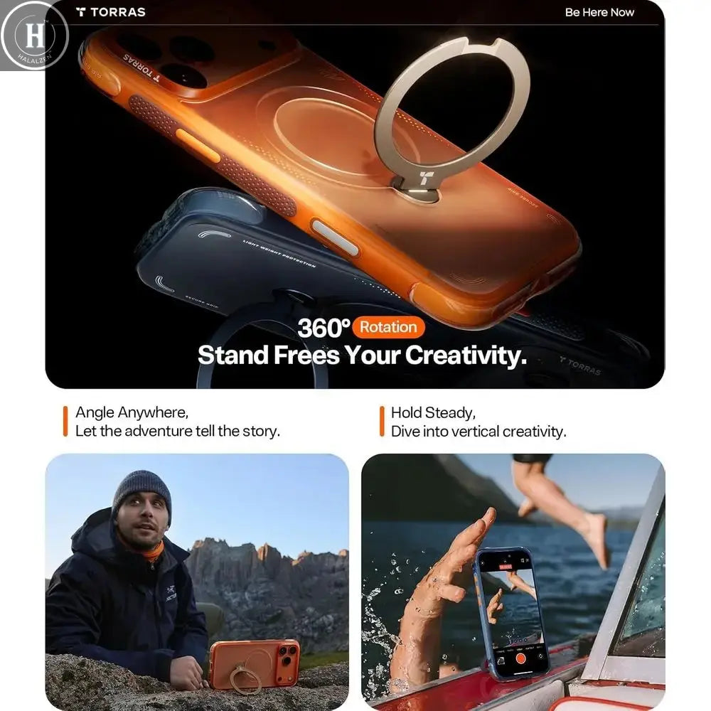 Magnetic 360 Stand iPhone 17 Pro Max Case, MagSafe Compatible, Military-Grade Protection, Camera Shortcut, Shock-Resistant, Midn Halalzen UK