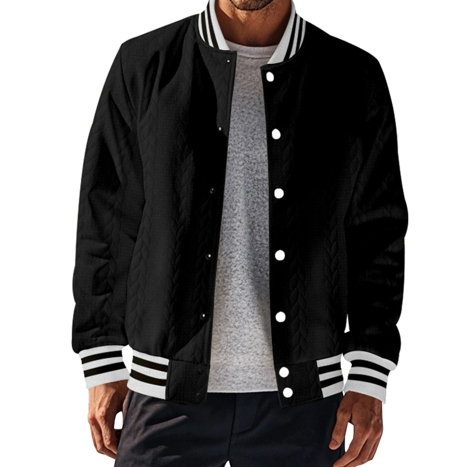 Men s Classic Bomber Jacket with Ribbed Cuffs and Hem Casual Lightweight Zip Up Baseball Coat for Fall Winter