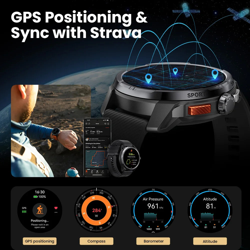 HAYLOU Solar Ultra GPS Smartwatch 1.6” AMOLED Display 5ATM Waterproof Built-in GPS Bluetooth Phone Calls Sports Smart Watch