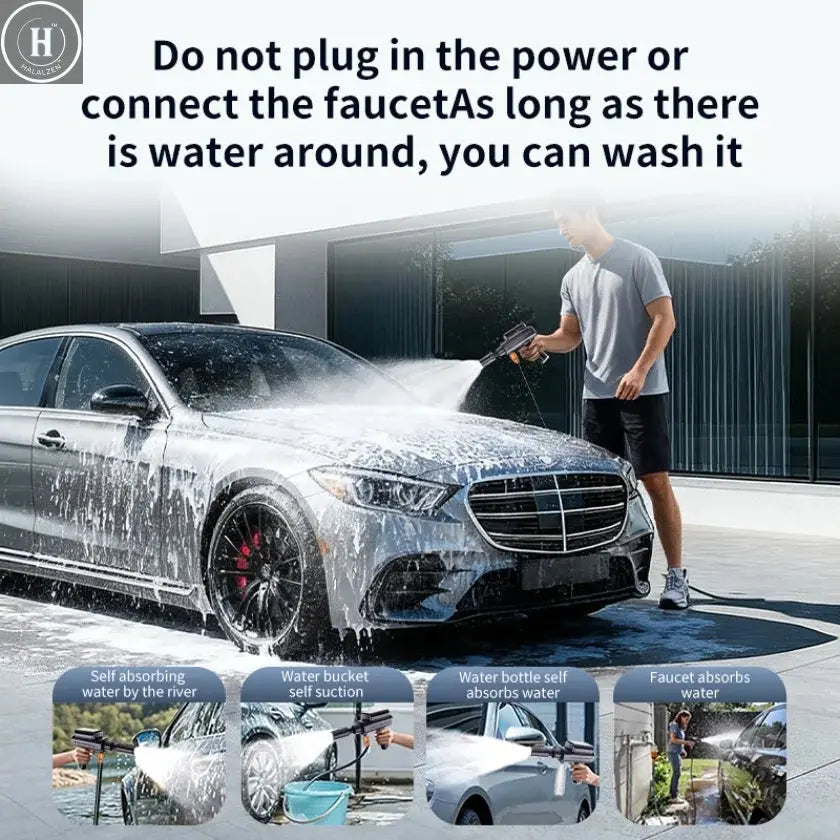 Car Washing Machine Water Gun High Pressure Household Folding Mini Wireless Electric New Supercharging Artifact Rechargeab HALALZEN