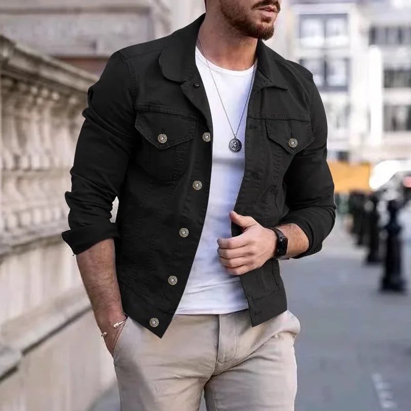 2025 New Men's Fashion Casual Jacket Washed Denim Top Autumn Loose Large Size Denim Jacket Men Jacket