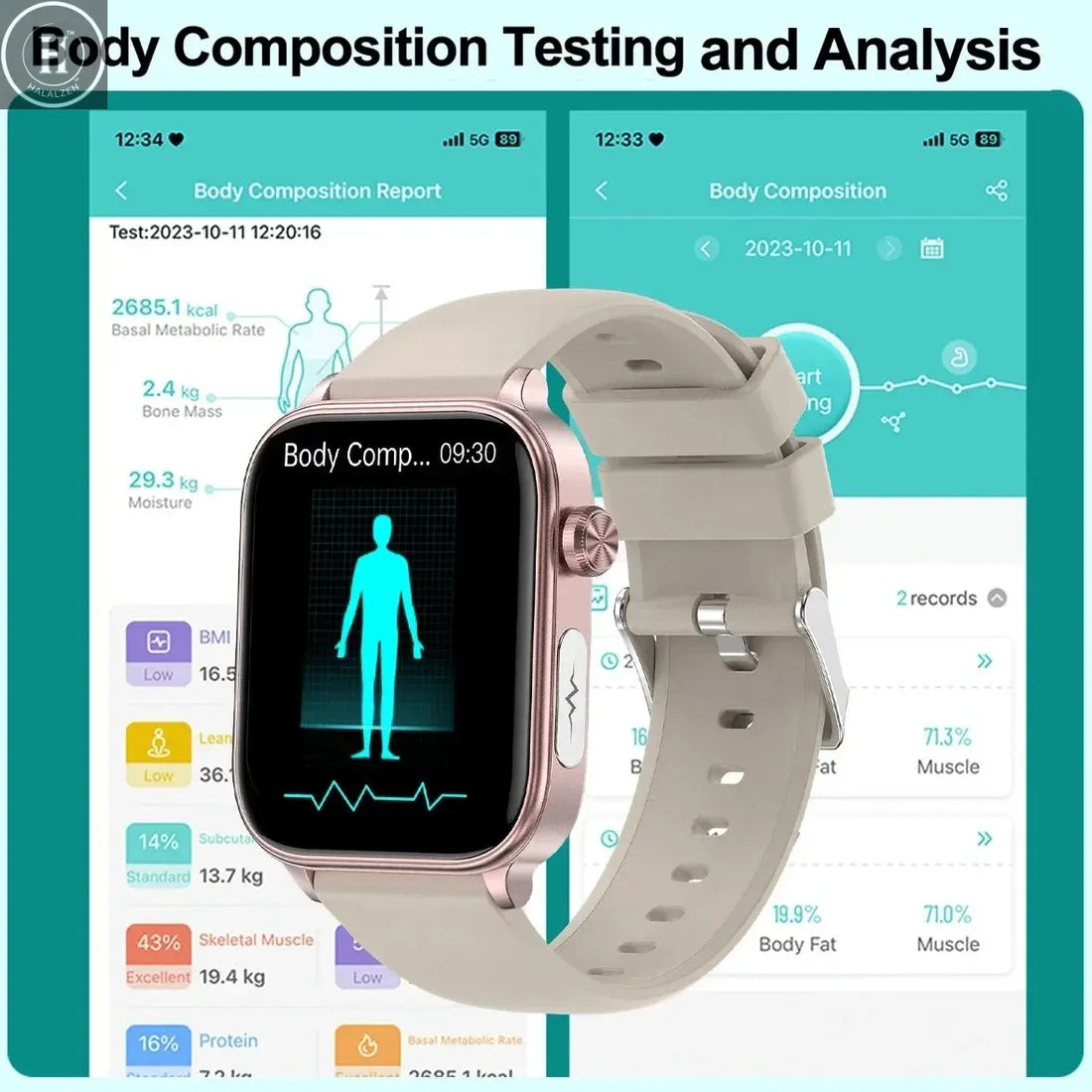2025 New AI Diagnosis Blood Lipids Uric Acid Body composition Test Smart Watch For Men ECG+PPG Bluetooth Call Health Smartwatch HALALZEN