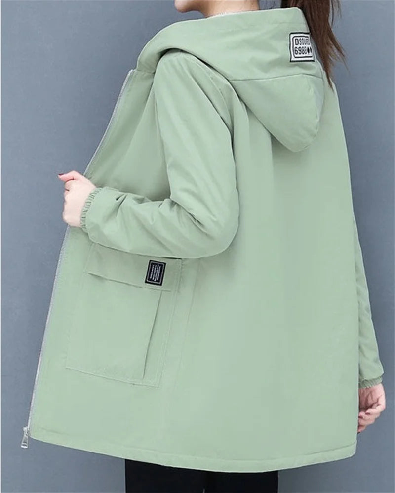 2024 New Winter Jacket Cotton Warm Puffer Coat Women Casual Parkas With Lining Plush hooded trench Outwear Women's Clothes