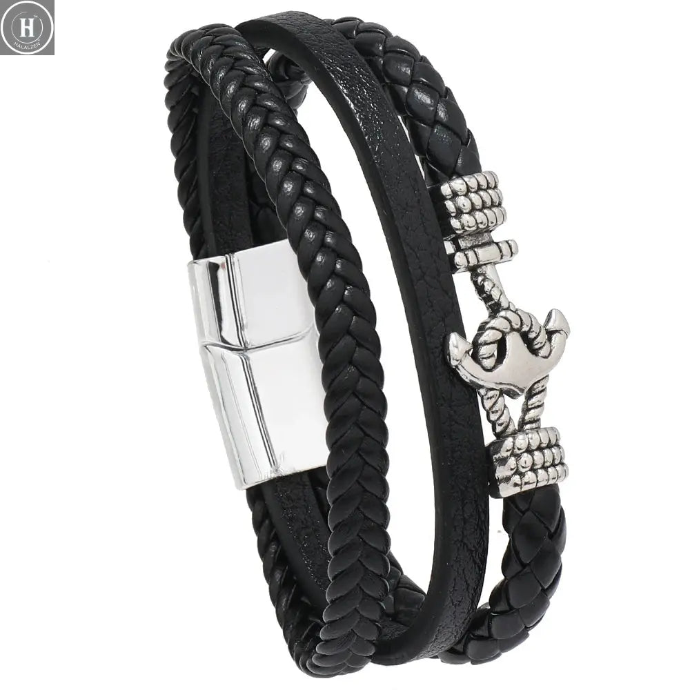 Hip-hop rock jewelry bracelets bangles fashion guitar PU leather bracelet for men HALALZEN