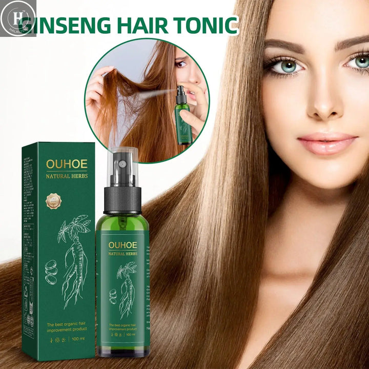 Ouhoe Ginseng Hair Growth Serum 100ml Nourish Scalp Bioactive Formula Promote Hair Regrowth Reduce Hair Fall Strengthen Roots HALALZEN