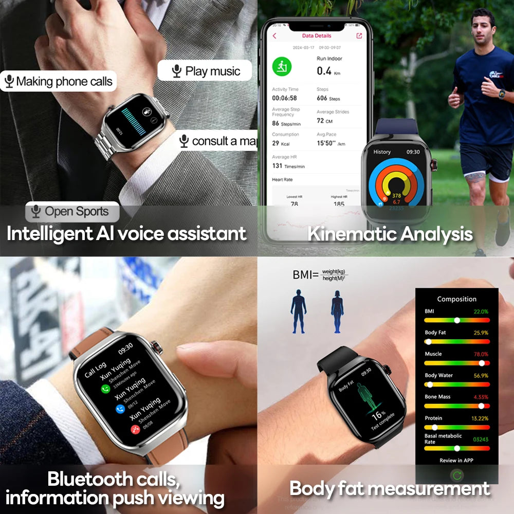 2026 New Professional-Grade Smart Watch Men ECG+PPG Uric Acid Body Fat Health Analysis IP68 Waterproof AMOLED Smartwatch Women