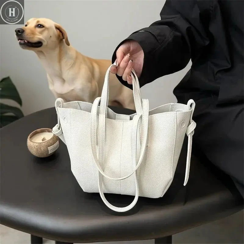 Stylish Casual Tote Bag, Large Capacity PU Leather Handbag Women Wing Bag, Fashionable Woman Bags, Commuting Shoulder Armpit Bag HALALZEN