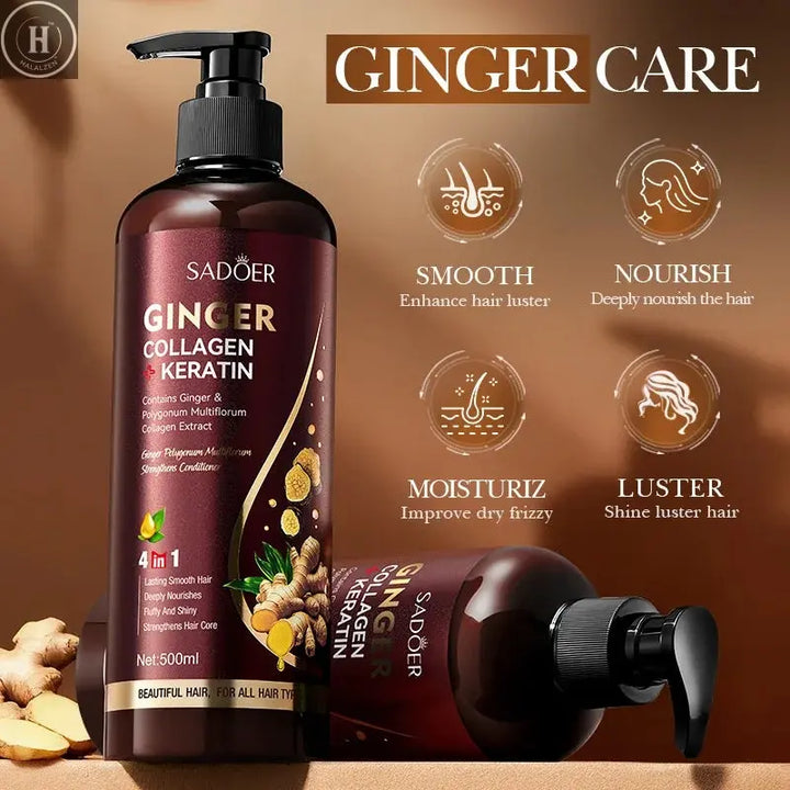 Ginger & He Shou Wu Conditioner 500ml, Strengthening Hair Treatment to Reduce Breakage & Hair Fall, For Weak & Thin Hair HALALZEN