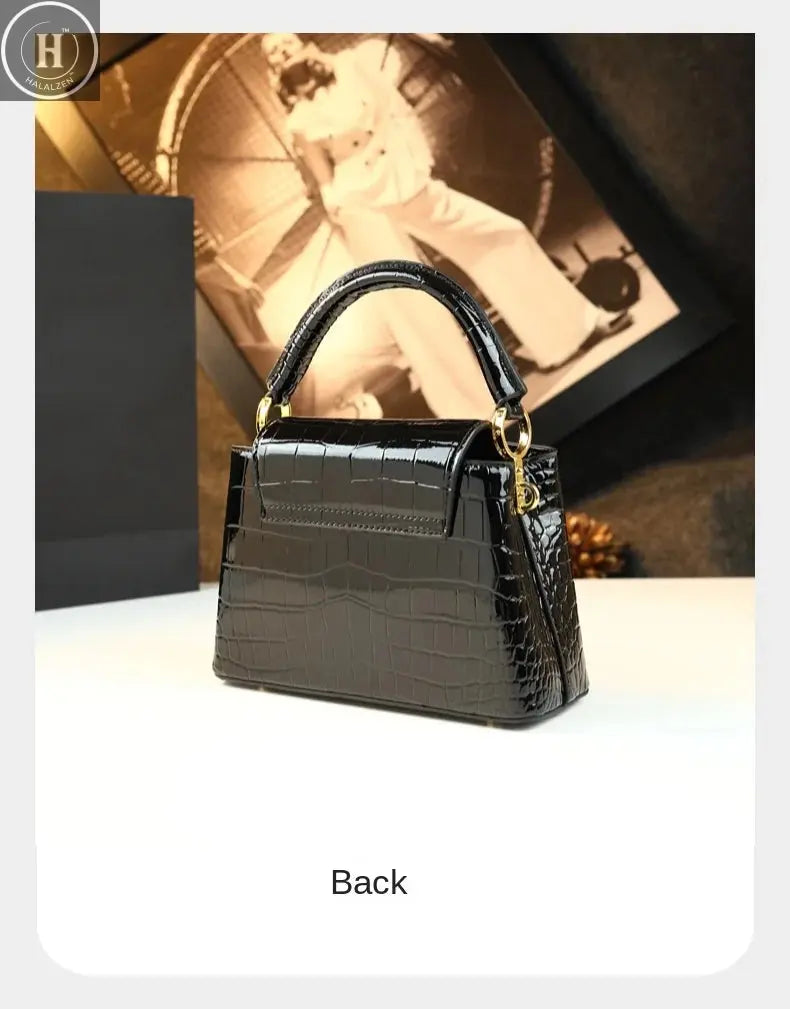 2025 New Crocodile Pattern Leather Women Handbags Luxury Fashion Small Shoulder Messenger Bag Portable Crossbody Shell Bags HALALZEN