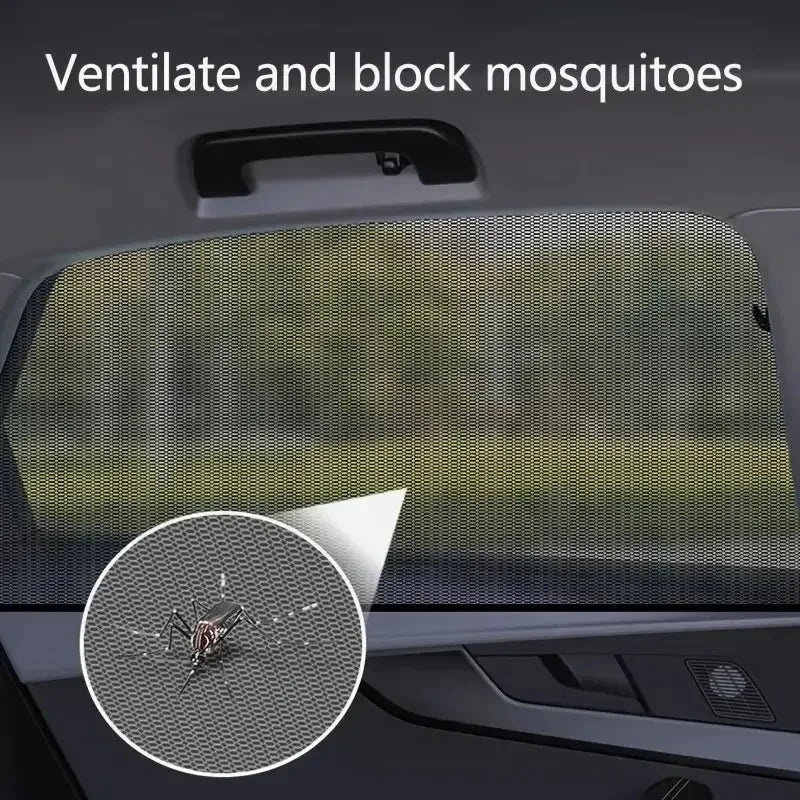 2pcs Car Rear Side Window Sunshade UV Protect Shield Mesh Prevent Mosquito Sunshine Privacy Protection Foldable Curtain