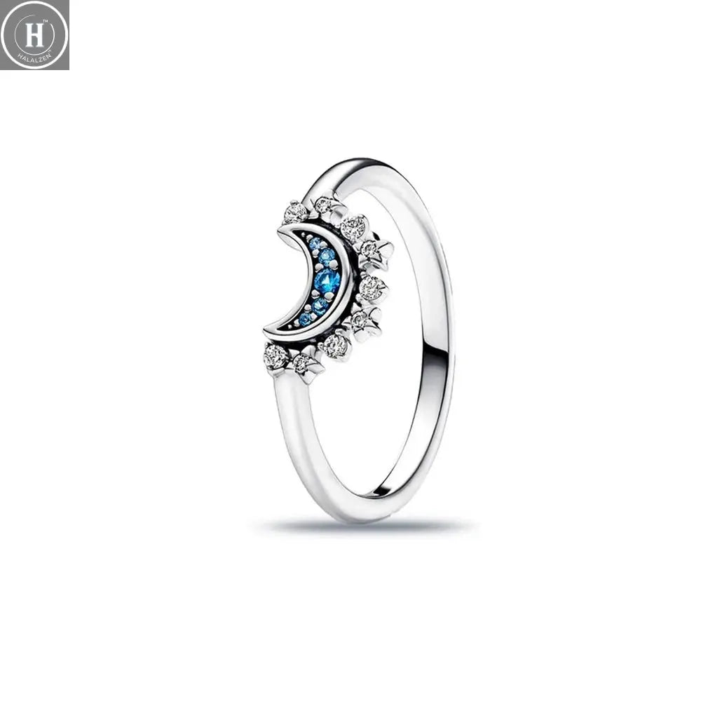 Hot Sale Original 925 Sterling Silver Women Finger Rings for Women Silver Love Heart Rhomboid Moon Star Luxury Jewelry Trinkets HALALZEN