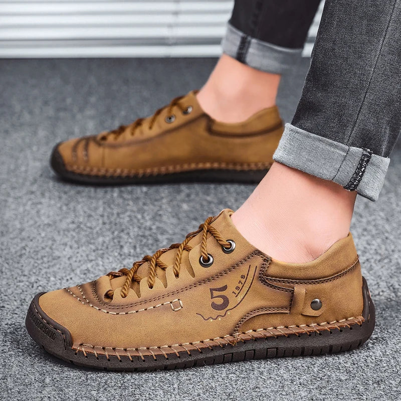 Men Leather Shoes Outdoor Comfortable High Quality Fashion Soft Homme Ankle Non-slip Flats Casual Moccasin Handmade Big Size 48