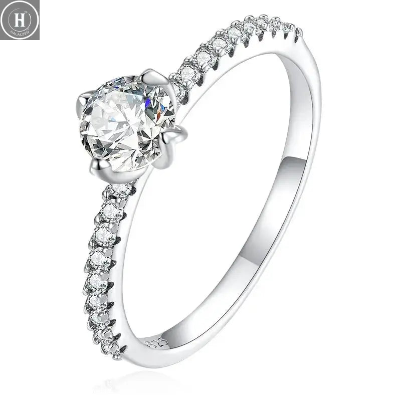 WOSTU European 925 Sterling Silver Simple Rings For Women Wedding Engagement Heart Rings With Zircon Original Female Jewelry HALALZEN