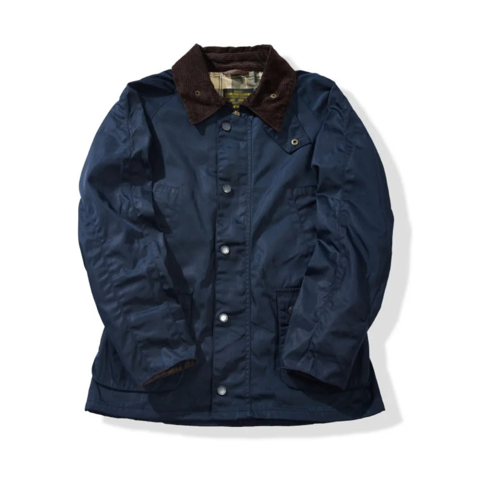 Multi-Pocket Cargo Jacket Mens Solid Color Retro Spliced Lapel Single Breasted Raglan Sleeve Trench Coat Man