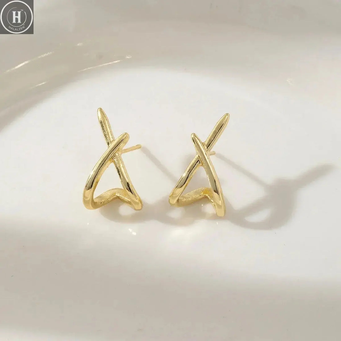LATS Trendy Gold Color Cross Stud Earrings for Women Dainty Simple Minimalist Earring Fashion Jewelry Party Gifts Wholesale HALALZEN
